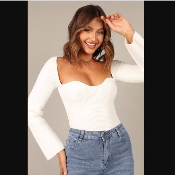 Petal & Pup Aquerelle White Stretch Knit Sweater 12 - Picture 2 of 16